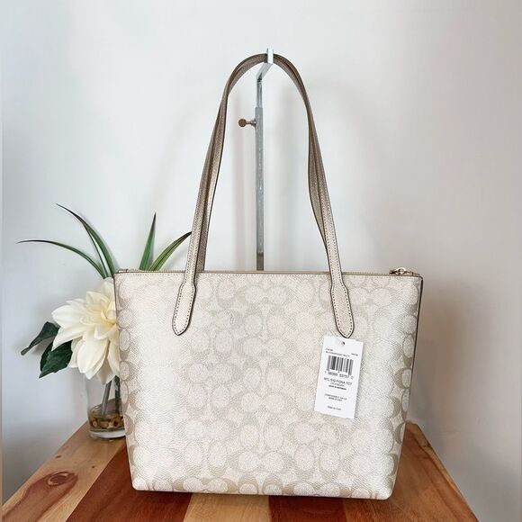 NWT Coach Fiona Zip Tote Bag and Double Zip Wallet In Signature Canvas - Picture 3 of 10